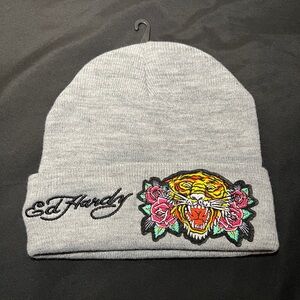 Ed Hardy Embroidered Love Kills Slowly Beanie Grey - One Size
